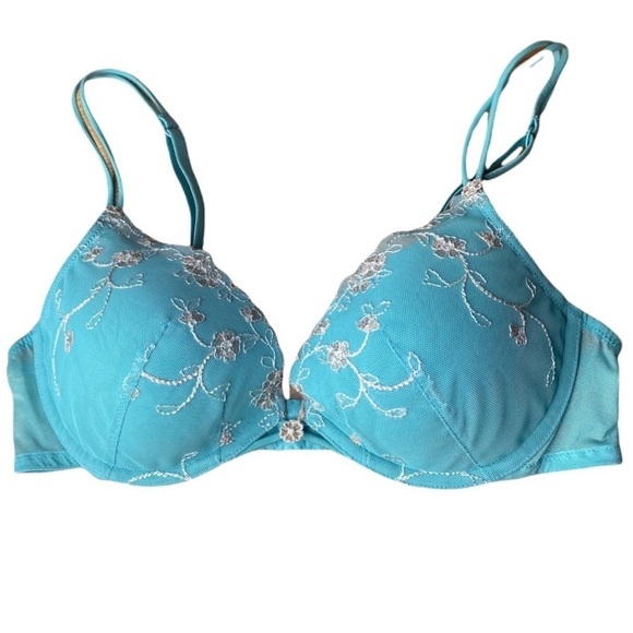 Victoria's Secret Other - Victoria Secret Angels push up bra teal with embroidered flowers 36C
C